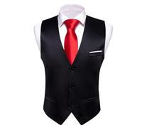 ERHTGUO Mens Suit Vest Slim Fit Men Sleeveless Vest Classic V-Neck Waistcoat Necktie Set Leisure Formal Party Wedding(Color 2,XL)