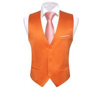 ERHTGUO Mens Suit Vest Slim Fit Men Sleeveless Vest Classic V-Neck Waistcoat Necktie Set Leisure Formal Party Wedding(Color 1,3XL)