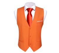 ERHTGUO Mens Suit Vest Slim Fit Men Sleeveless Vest Classic V-Neck Waistcoat Necktie Set Leisure Formal Party Wedding(Color 21,M)