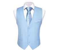 ERHTGUO Mens Suit Vest Slim Fit Men Sleeveless Vest Classic V-Neck Waistcoat Necktie Set Leisure Formal Party Wedding(Color 18,3XL)