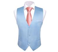 ERHTGUO Mens Suit Vest Slim Fit Men Sleeveless Vest Classic V-Neck Waistcoat Necktie Set Leisure Formal Party Wedding(Color 9,L)