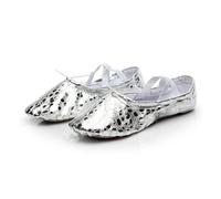 ERHTGUO Quality Golden Silver PU Yoga Belly Dance Shoes Performance Soft Sole Gym Ballet Children Girls Woman(PUsilver,EU33(20cm))