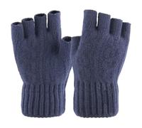 ERHTGUO Winter Gloves For Women Half Finger Writting Office Cycling Knitted Students Warm Thick Elastic Driving(Blue)