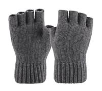ERHTGUO Winter Gloves For Women Half Finger Writting Office Cycling Knitted Students Warm Thick Elastic Driving(Dark Grey)