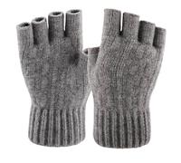 ERHTGUO Winter Gloves For Women Half Finger Writting Office Cycling Knitted Students Warm Thick Elastic Driving(GRAY)