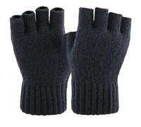 ERHTGUO Winter Gloves For Women Half Finger Writting Office Cycling Knitted Students Warm Thick Elastic Driving(Black)