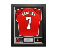 Eric Cantona Signed Manchester United 1996-98 Home Football Shirt. Framed