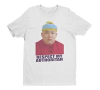 Eric Kim Jong Cartman T-Shirt Korea Funny Joke Vintage Design (UK, Alpha, S, Regular, Regular, Standard, White)
