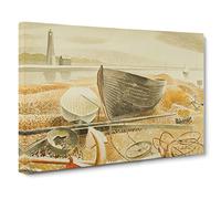 Eric Ravilious Anchor and Boats Canvas Print | Gallery Wrapped 30mm Frame Wall Art | 24x16 inches | Ready to Hang | Modern Beach Picture | Living Room Bedroom Lounge Office