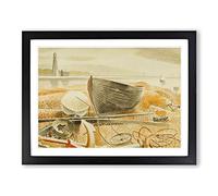 Eric Ravilious Anchor and Boats Classic Painting Framed Print | A3 Black Framed Wall Art | Ready to Hang | Classic Historical Picture | Living Room Bedroom Lounge Office