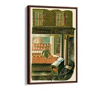 Eric Ravilious Bakers and Confectioners Canvas Floater Frame Print Picture Art - Walnut Frame 24 inch wide x 36 inch high