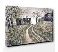 Eric Ravilious Cart On Hill Canvas Print | Gallery Wrapped 30mm Frame Wall Art | 30x20 inches | Ready to Hang | Modern Landscape Picture | Living Room Bedroom Lounge Office