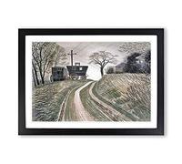Eric Ravilious Cart On Hill Framed Print | A2 Oak Framed Wall Art | Ready to Hang | Modern Nature Picture | Living Room Bedroom Lounge Office