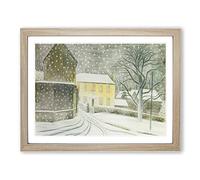 Eric Ravilious Halstead Road in Snow Classic Painting Framed Print | A4 Oak Framed Wall Art | Ready to Hang | Classic Landscape Picture | Living Room Bedroom Lounge Office