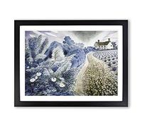 Eric Ravilious House and Field Classic Painting Framed Print | A3 Black Framed Wall Art | Ready to Hang | Classic Historical Picture | Living Room Bedroom Lounge Office
