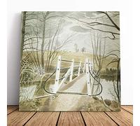 Eric Ravilious Iron Bridge | Canvas Wall Art Print | Framed & Ready to Hang Picture | Modern Home Decor for Living Room, Bedroom, Kitchen or Office | 20x20 Inches