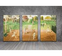 Eric Ravilious Tennis triptych full set - 3x A4 Canvas - Triptych mounted on pine frames readu to hang BensArt Triptych set 3 Three Stretched Mounted Multi Panel Wall Art Classic Picture Arts Abstrac