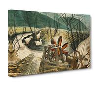 Eric Ravilious The Water Wheel Canvas Print | Gallery Wrapped 30mm Frame Wall Art | 20x14 inches | Ready to Hang | Modern Picture | Living Room Bedroom Lounge Office