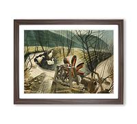 Eric Ravilious The Water Wheel Classic Painting Framed Wall Art Print, Ready to Hang Picture for Living Room Bedroom Home Office Décor, Walnut A2 (64 x 46 cm)