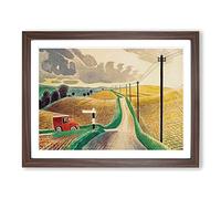 Eric Ravilious The White Horses of Wiltshire Classic Painting Framed Print | A3 Walnut Framed Wall Art | Ready to Hang | Classic Animal Picture | Living Room Bedroom Lounge Office