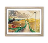 Eric Ravilious The White Horses of Wiltshire Classic Painting Framed Wall Art Print, Ready to Hang Picture for Living Room Bedroom Home Office Décor, Oak A4 (34 x 25 cm)