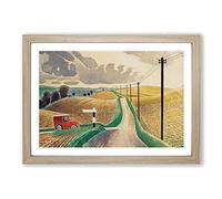 Eric Ravilious The White Horses of Wiltshire Framed Print | A2 Oak Framed Wall Art | Ready to Hang | Modern Animal Picture | Living Room Bedroom Lounge Office