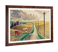 Eric Ravilious The White Horses of Wiltshire Framed Print A2 Walnut