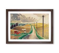 Eric Ravilious The White Horses of Wiltshire Framed Print A2 Walnut
