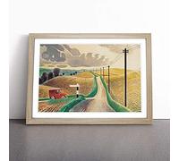 Eric Ravilious The White Horses of Wiltshire Framed Wall Art Print Oak A4