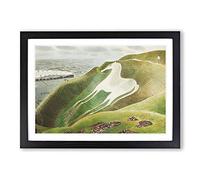 Eric Ravilious Westbury Horse Framed Print | A2 Oak Framed Wall Art | Ready to Hang | Modern Animal Picture | Living Room Bedroom Lounge Office