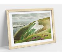 Eric Ravilious White Horses Framed Wall Art Print Picture - A1 - Light Oak Frame