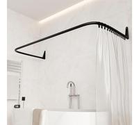 Erica Adjustable U-Shaped Shower Curtain Rod for Bathtubs - Black