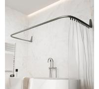 Erica Adjustable U-Shaped Shower Curtain Rod for Bathtubs - Grey