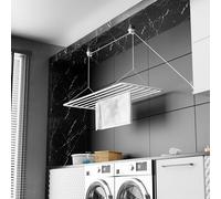 Erica Ceiling Airer 70x50cm - Ceiling Clothes Drying Rack - Laundry Hoist in White PVC-free Plastic Coated Steel - 100% Rustproof - 5.6 Meters of Drying Space - Hoistable 2.5m