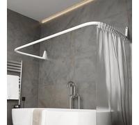 Erica Shower Curtain Rail for Bathtubs, U-Shaped Shower Curtain Pole 70x165x70 cm, Wall Mounted Shower Pole Without the Need to Fix to the Ceiling, Curved Shower Rail, White Powder Coated Steel.