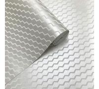 Erica Wakerly BUZZ White and Silver Flock Wallpaper - 10m roll