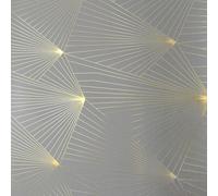 Erica Wakerly Fan Gold and Zinc Grey Wallpaper - 10m roll