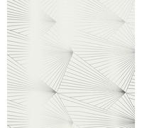 Erica Wakerly Fan Pewter and White Stone Wallpaper - 10m roll