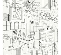 Erica Wakerly Homes Black and Cream Wallpaper - A4 sample