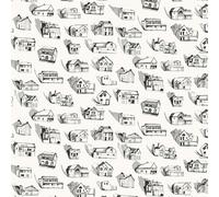 Erica Wakerly Houses Black, Grey and Cream Wallpaper - 10m roll