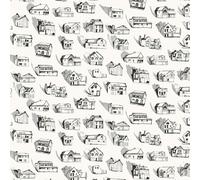 Erica Wakerly Houses Black, Grey and Cream Wallpaper - A4 sample