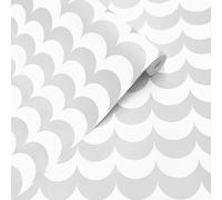 Erica Wakerly Scoop Grey and White Wallpaper - 10m roll