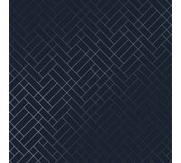 Erica Wakerly Tapet Cafe Tile Navy and Metallic Silver Wallpaper - A4 sample