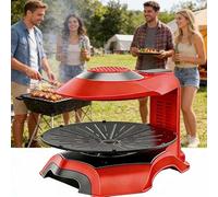 ERICAT 1400W Smokeless Barbecue Machine, Smokeless Electric Barbecue Grill with LCD Display Screen, 360° Automatic Rotating Baking Pan & Non-Stick, 1~80 Minutes & 80-280°C Adjustable, for Party