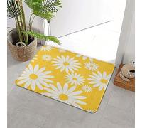 ERICAT Bathroom Bath Mats 40x60cm,White Daisies n on Yellow Daisy in Flat Tiny,Bath Rugs Non-Slip Super Absorbent Bathroom Mat for Shower, Living Room, Bedroom