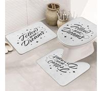 ERICAT Bathroom Rugs Sets 3 Piece,Follow Your Dreams al Hand Typographic Calligraphy Po Dream,Non Slip Absorbent Microfiber Bath Mat Machine Washable Bathroom Floor Mats
