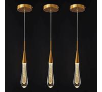 ERICAT Kitchen Light Fixtures Ceiling Dimmable LED Modern Gold Pendant Light Mini Teardrop Crystal Pendant Light for Kitchen Island Bedroom Hallway Entryway (C3-Light)