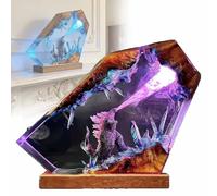 ERICAT Monster Epoxy Resin Night Light, LED Color-Changing Monster Lamp, Resin Wooden Lamp Bedroom Decor, Simulated City Scene & Spark Inspiration, Relax Mind Body & Awaken Curiosity, for Home