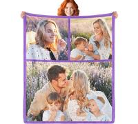 ERICAT Personalised Blanket Photo and Text, Blanket Personalised Baby Blanket, Cuddly Blanket with Photo, Design Yourself Gifts for Mum, Dad, Couples, Girlfriend, Boyfriend