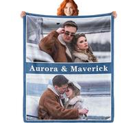 ERICAT personalised blanket with Photo Text custom blanket customised blanket Throws customisable blanket Picture Blankets customized Valentines Day Gifts for Mom Dad Couple Girlfriend Boyfriend